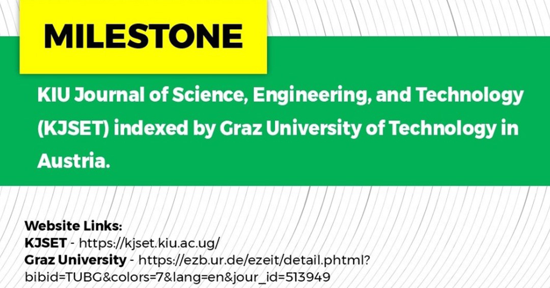 Kiu Journal Of Science, Engineering, And Technology (kjset) Indexed By The Graz University Of Technology Austria